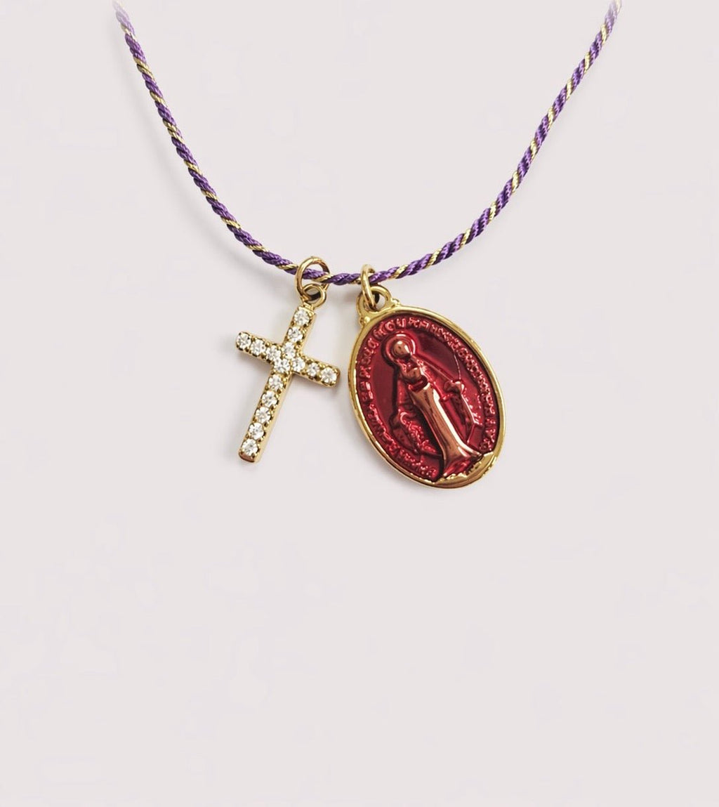Collar cruz y Virgen María - Bijoux Cruz