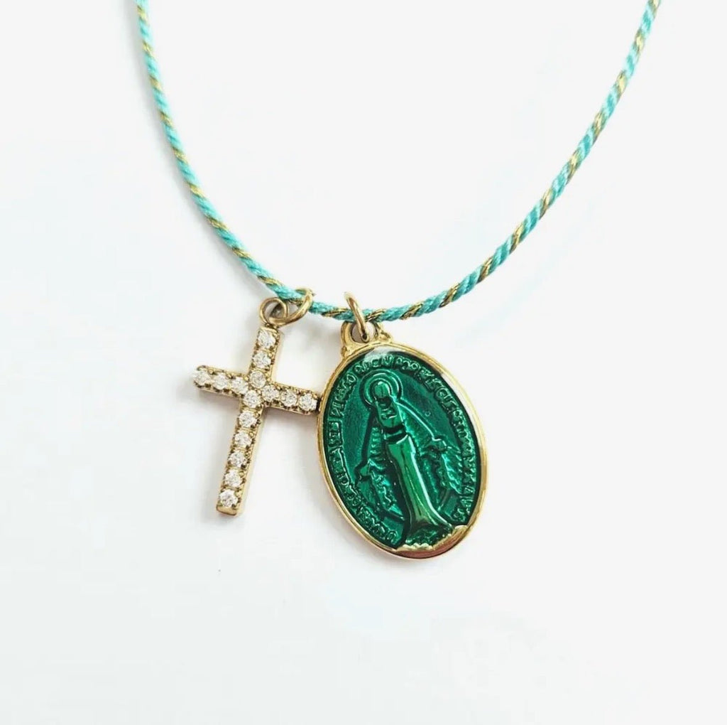 Collar cruz y Virgen María - Bijoux Cruz