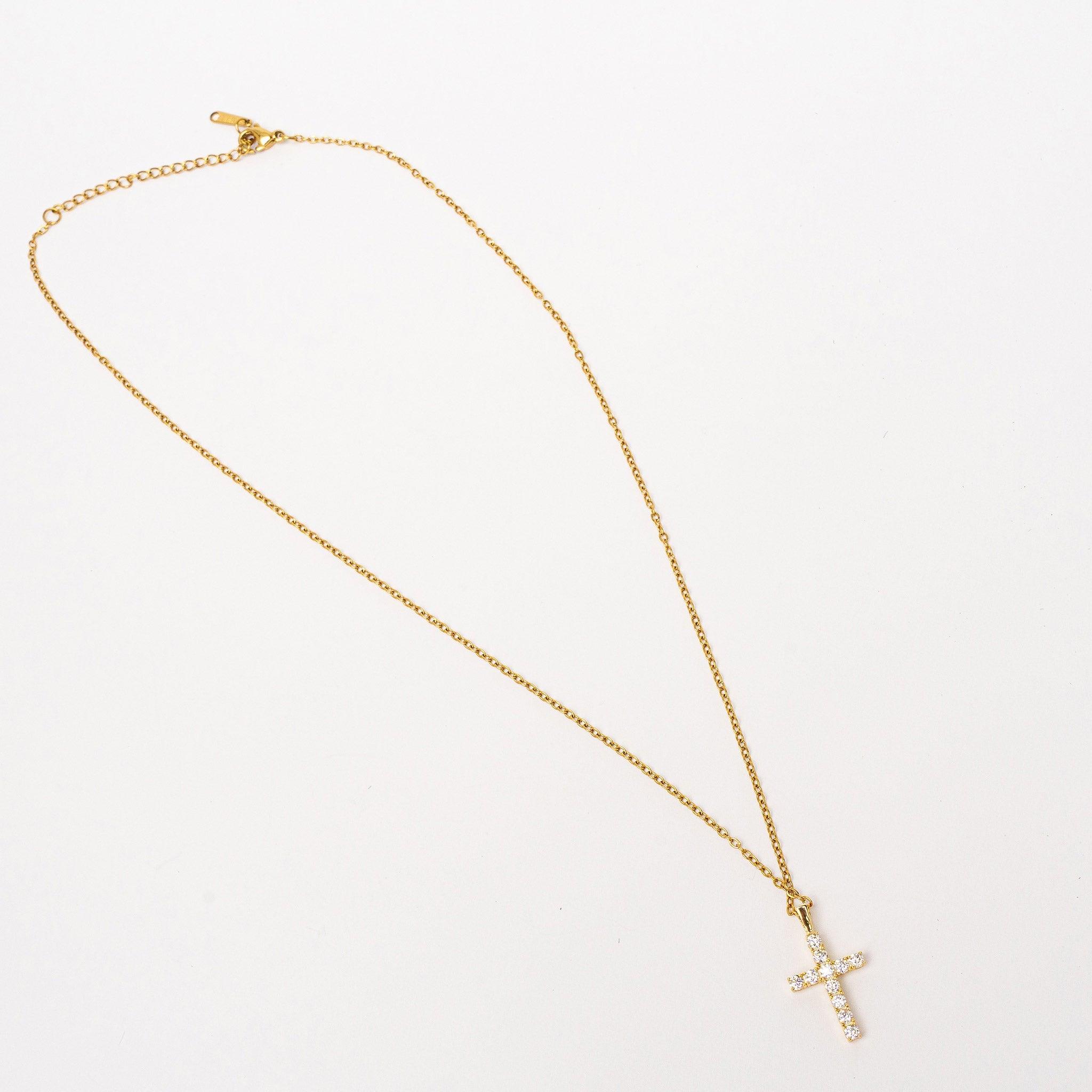 Collier croix Étoile de Bethléem finition or vue entière