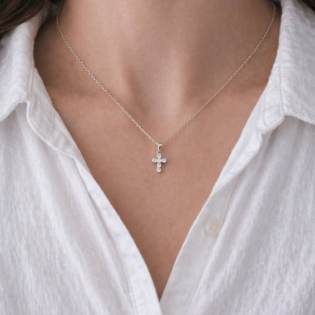 Collar cruz Ève Clásico - Plata chapada en oro - Bijoux Cruz