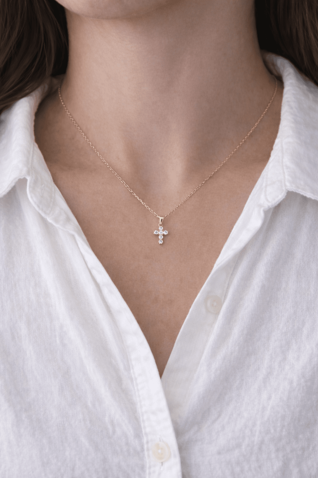 Collier Croix Ève Classique - Argent Plaqué Or - Bijoux Croix