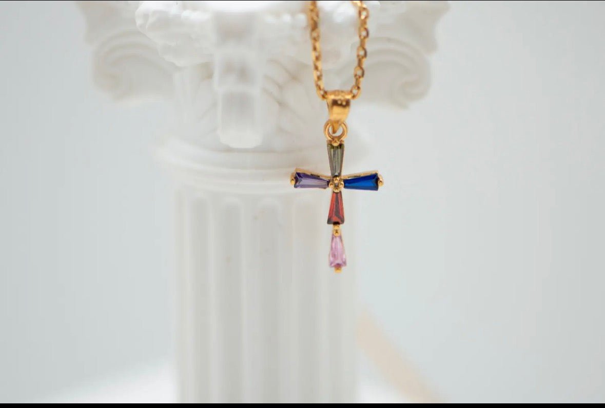 Collier Croix Fine Multicolore - Bijoux Croix