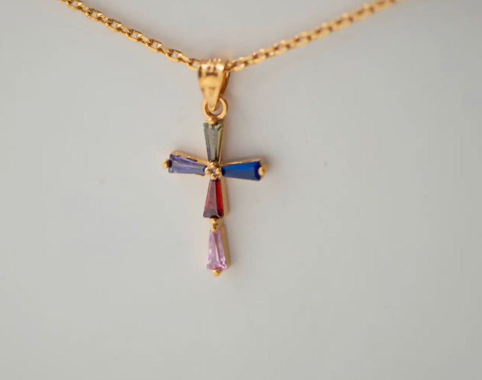 Collier Croix Fine Multicolore - Bijoux Croix