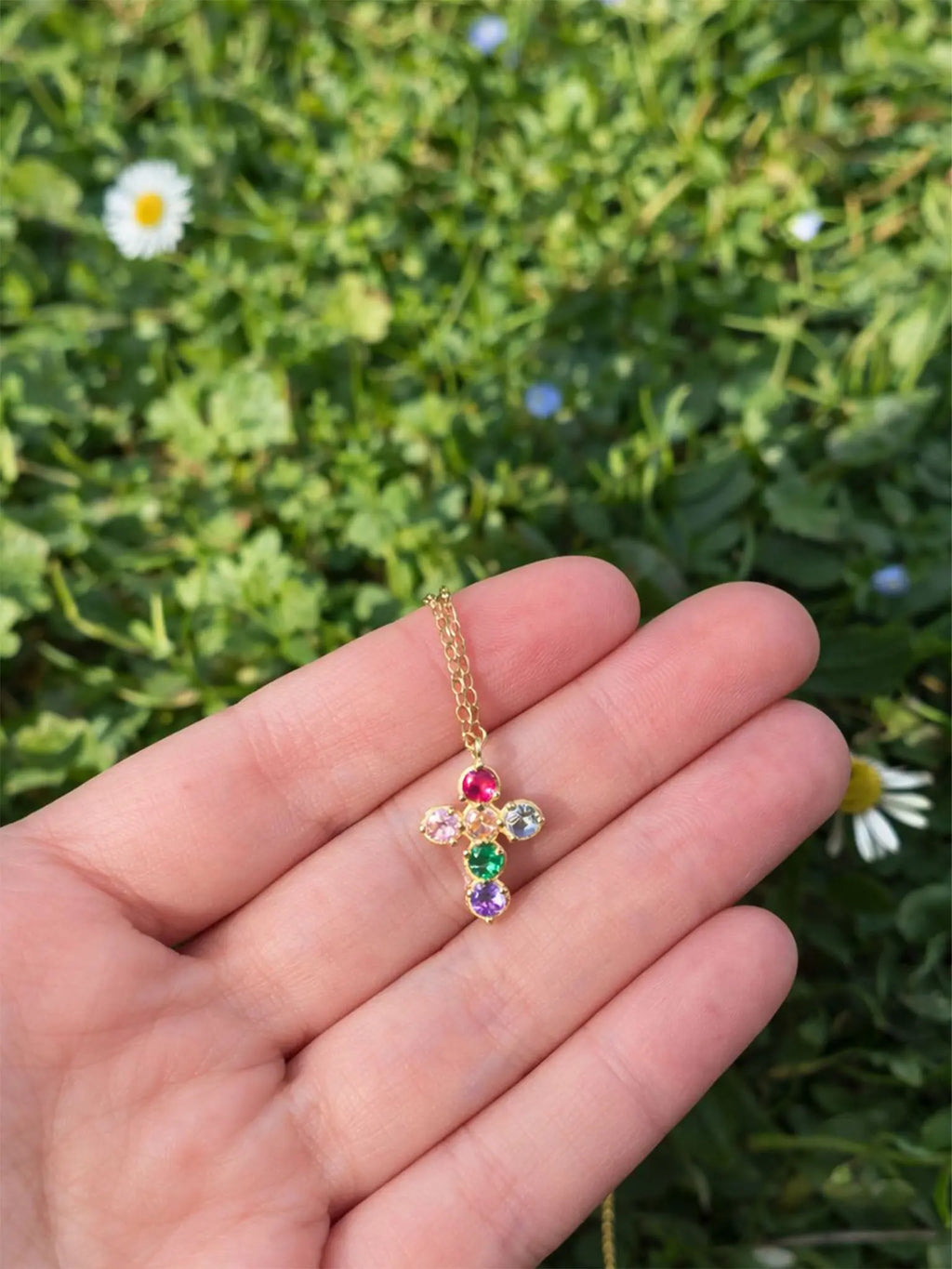 Collier Croix Joseph Multicolore - Argent 925 Plaqué Or - Bijoux Croix