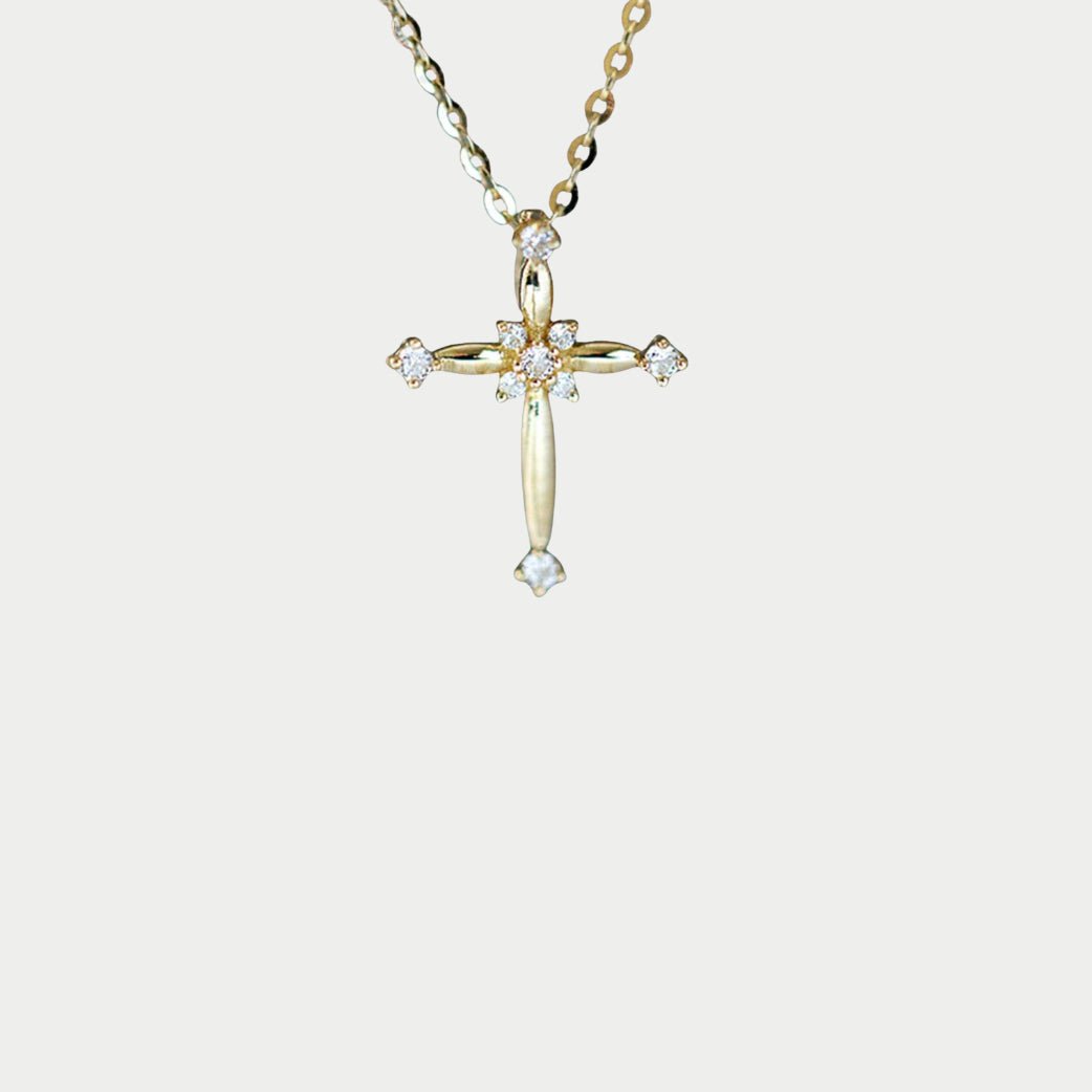 Collier Croix Judith - Argent 925 Plaqué Rhodium - Bijoux Croix