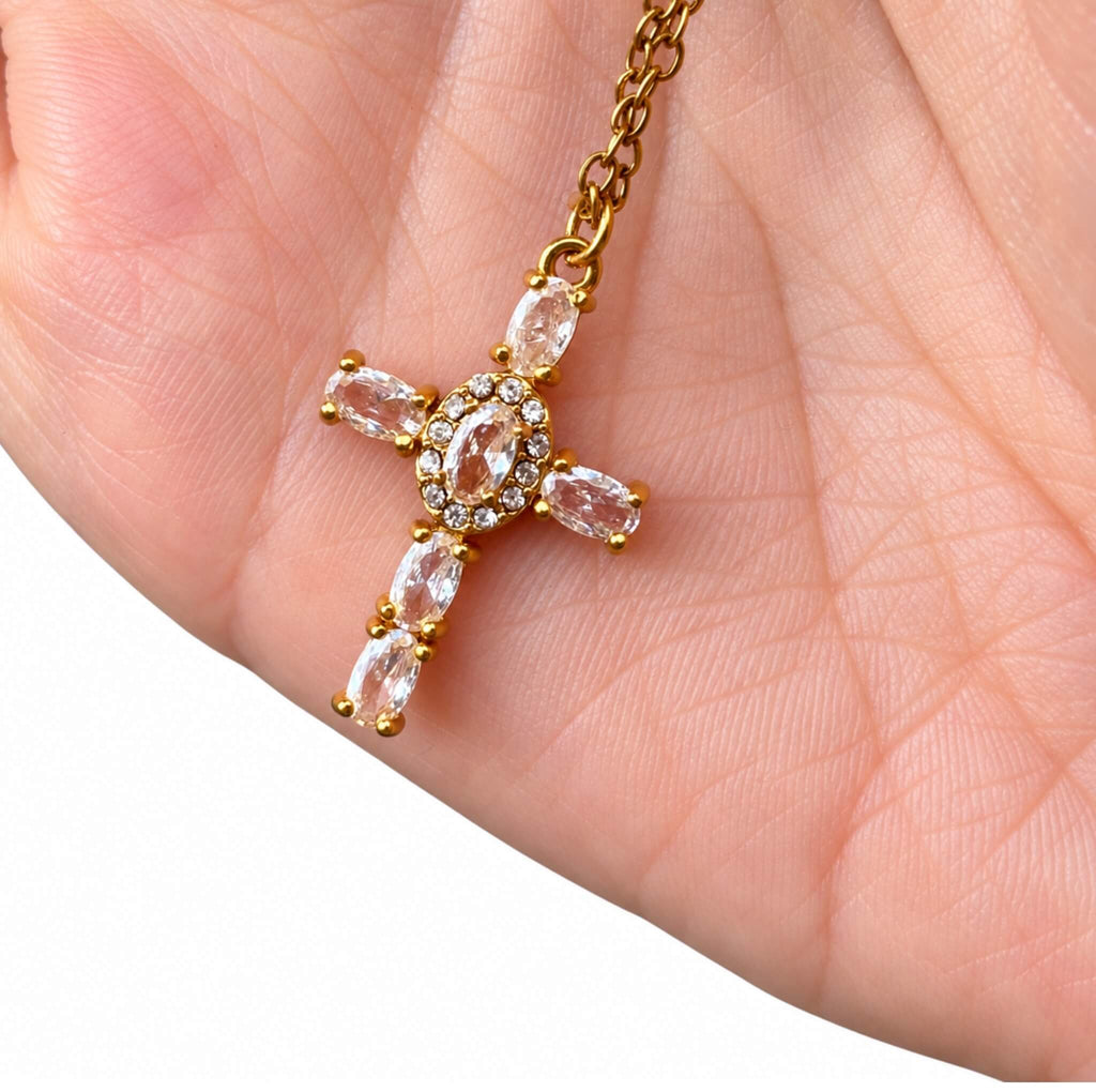 Collier Croix Lumière Divine - Acier - Bijoux Croix 
