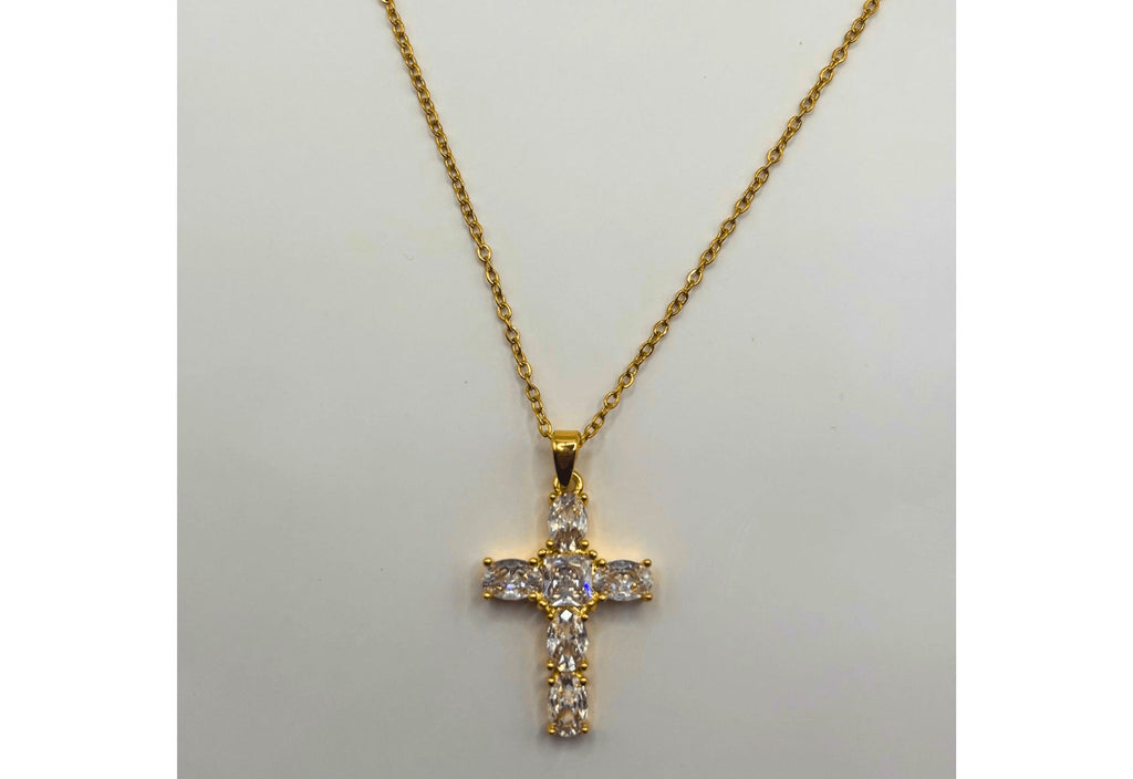 Collier Croix Lumière Divine - Acier Inoxydable Plaqué Or - Bijoux Croix