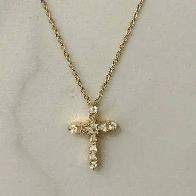 Collier croix Moriah - Acier inoxydable Plaqué or 14K - Bijoux Croix