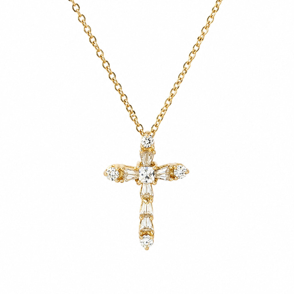 Collier croix Moriah - Acier inoxydable Plaqué or 14K - Bijoux Croix