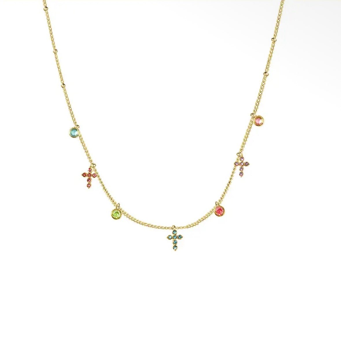 Collier Croix Multiples or mutlicolore