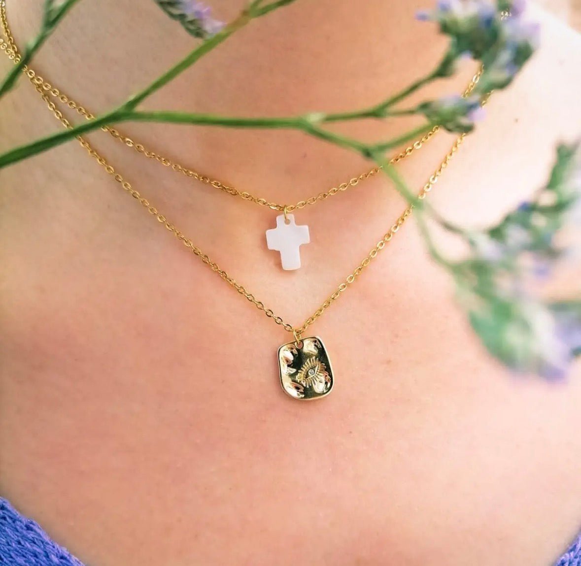 Collier Croix Nacré - Bijoux Croix