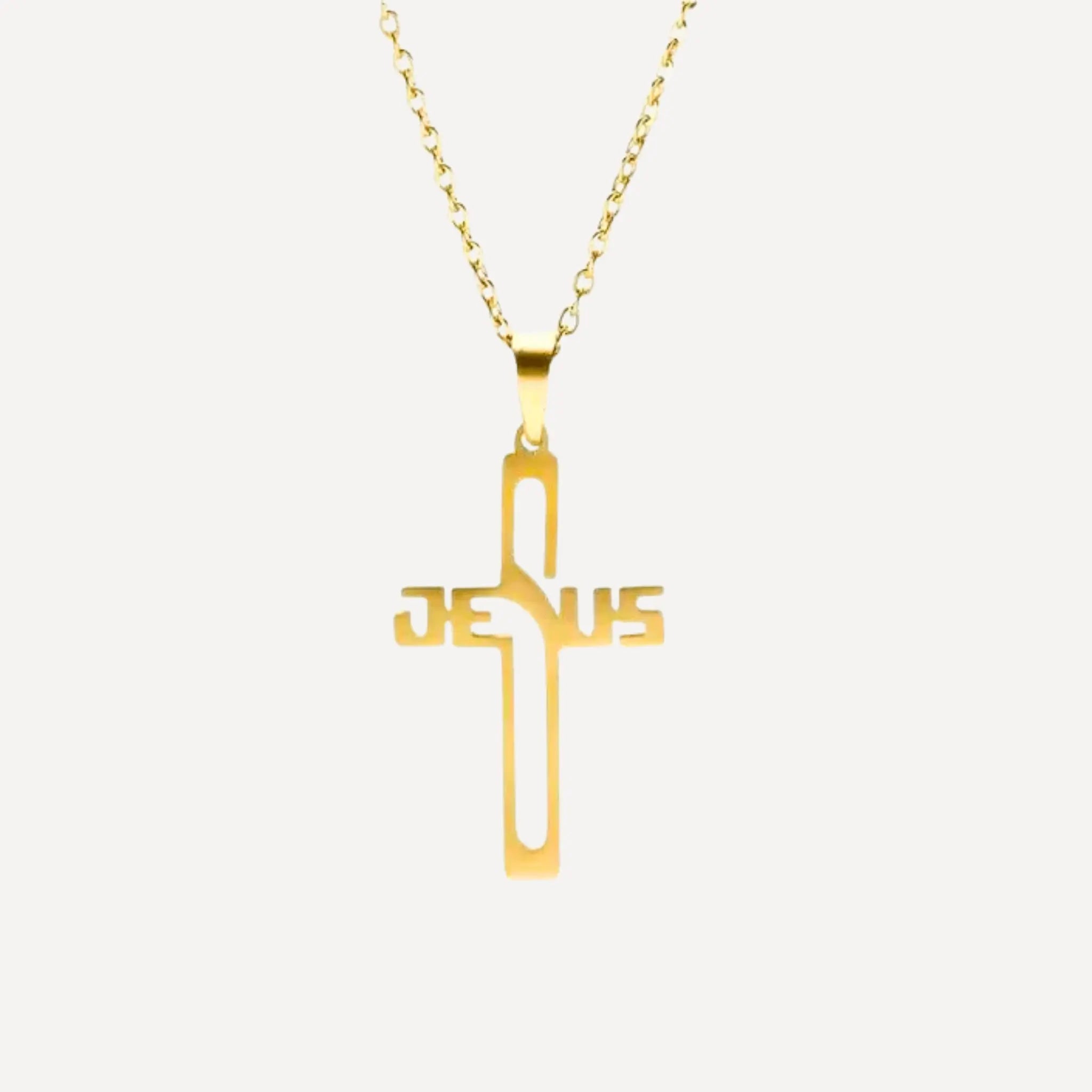 Collier Croix Jésus Acier Inoxydable or