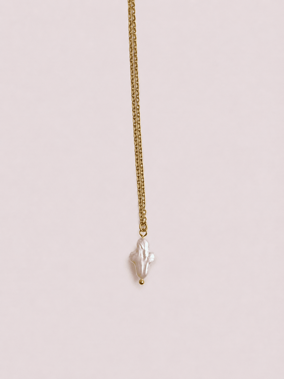 Collier croix perle de Keshi - acier inoxydable plaqué or 18K - Bijoux Croix