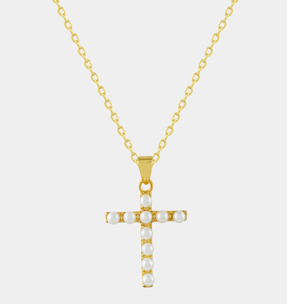 Collier Croix Perles Finition Or - Bijoux Croix