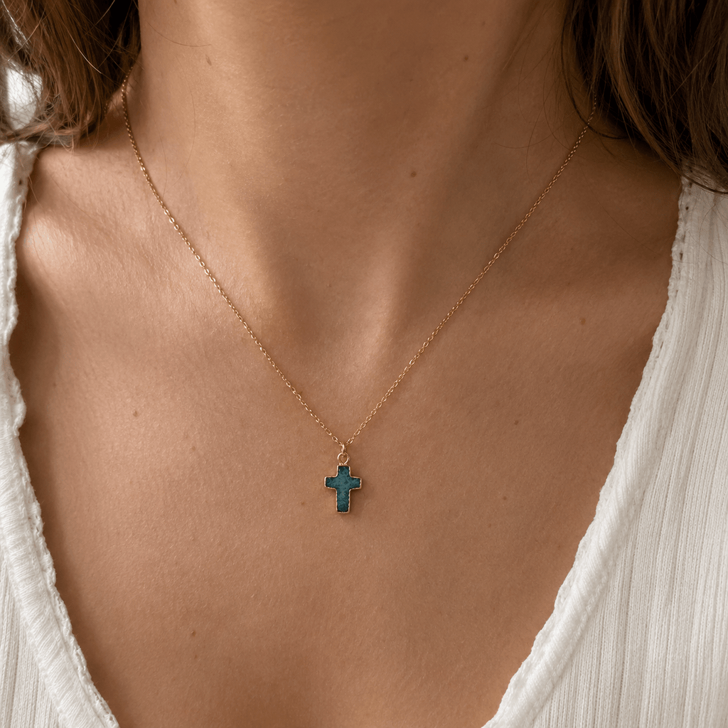 Collier Croix Pierre Minérale - Bijoux Croix
