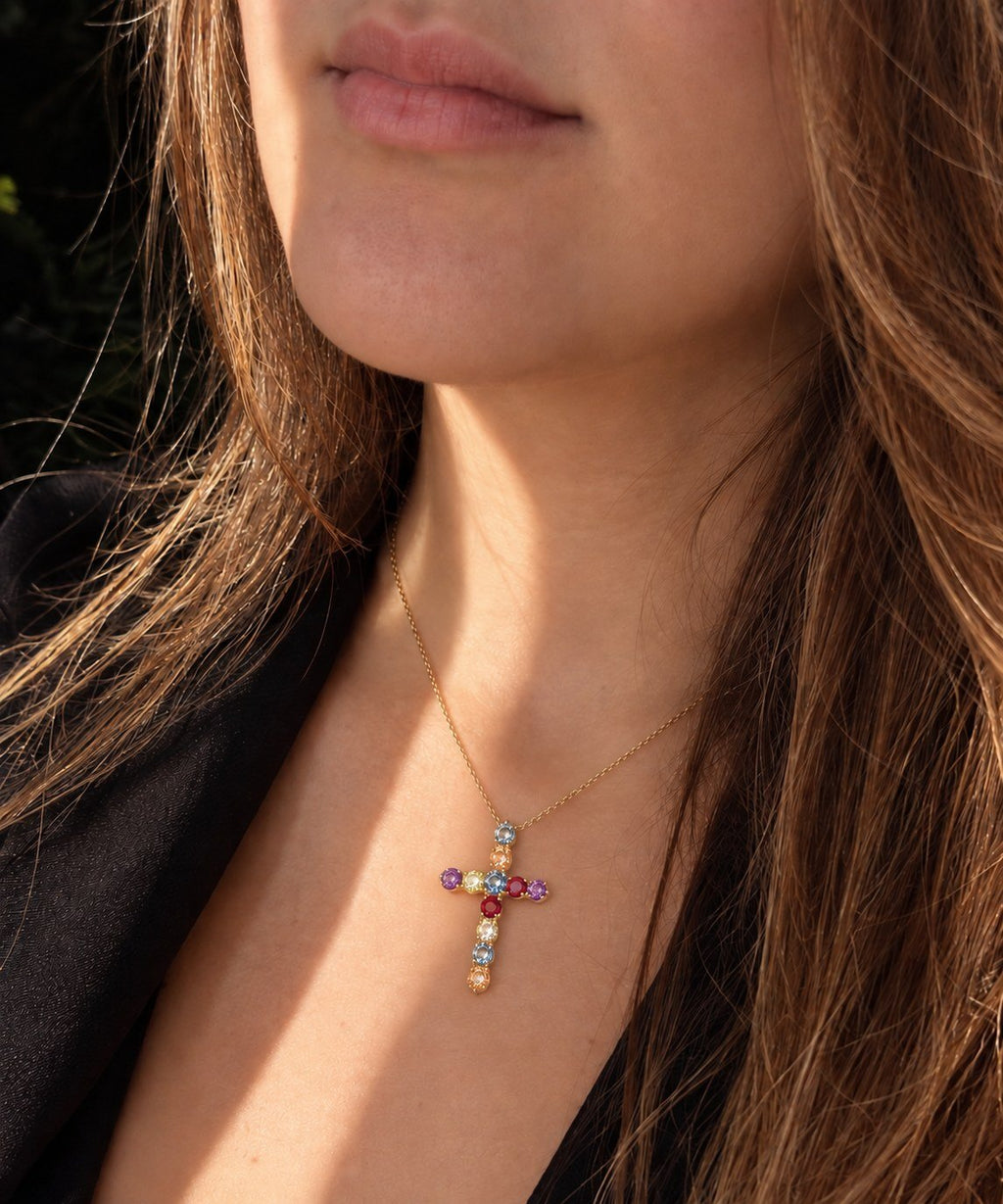 Collier Croix Rachel - Plaqué or 18K - Bijoux Croix