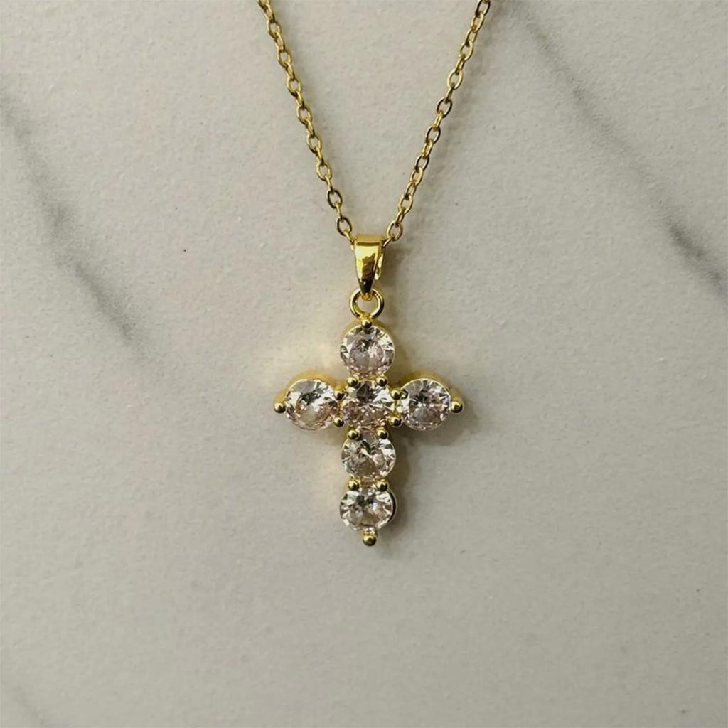 Collier croix Rahab - Acier inoxydable Plaqué Or - Bijoux Croix