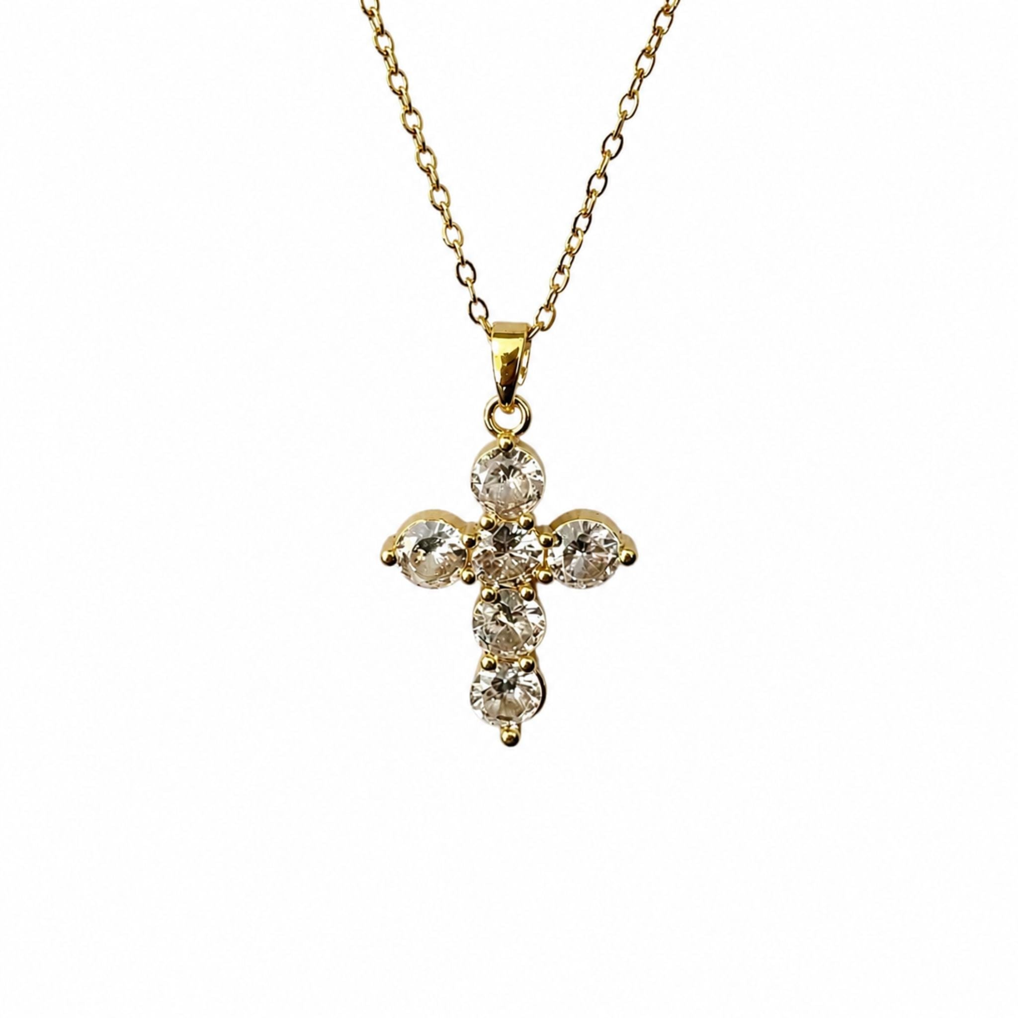 Collier croix Rahab - Acier inoxydable Plaqué Or - Bijoux Croix