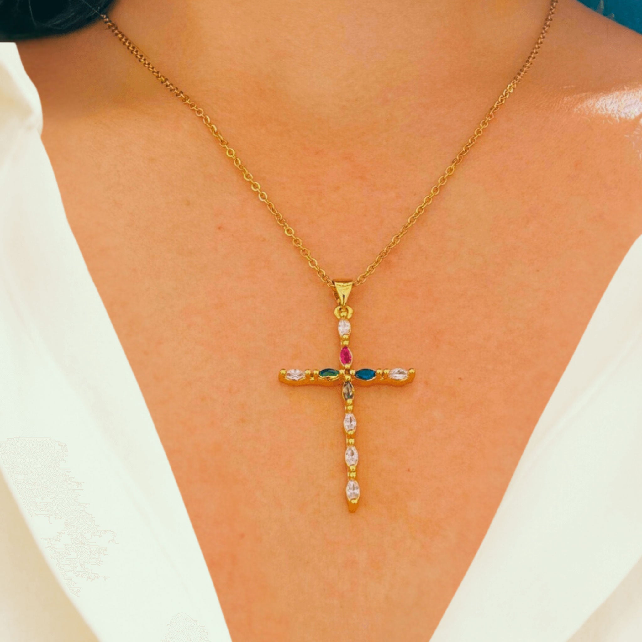 Collier Croix Salomon - Acier Inoxydable Plaqué Or - Bijoux Croix