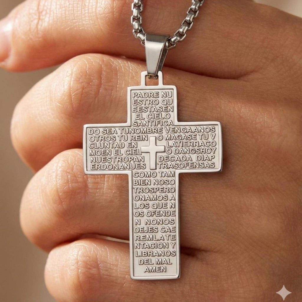 Collier Croix Texturée mixte – Acier Inoxydable - Bijoux Croix