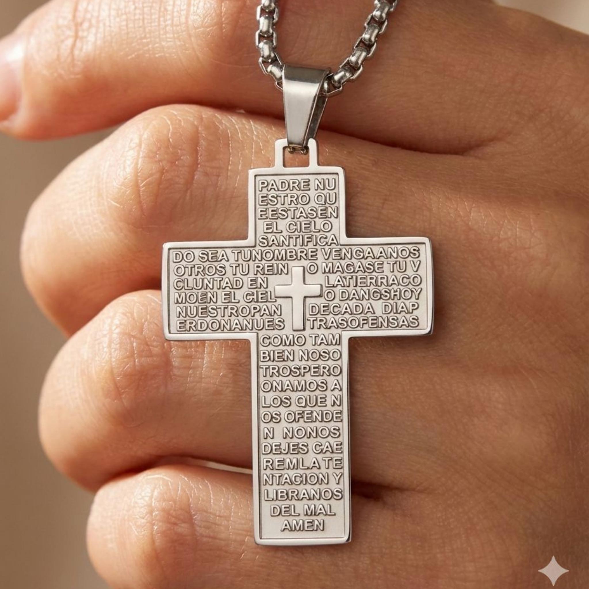 Collier Croix Texturée mixte – Acier Inoxydable - Bijoux Croix