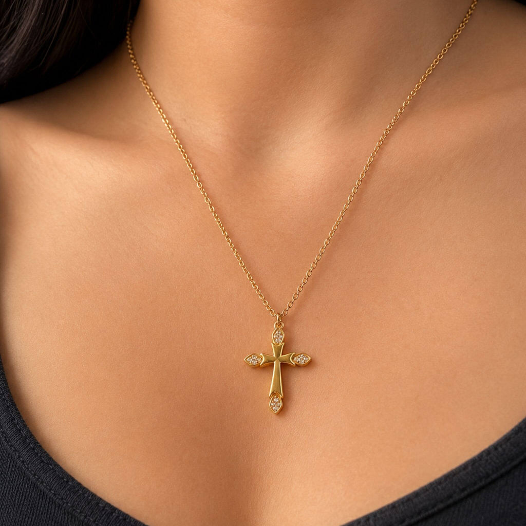 Collier Croix Zircons - Bijoux Croix