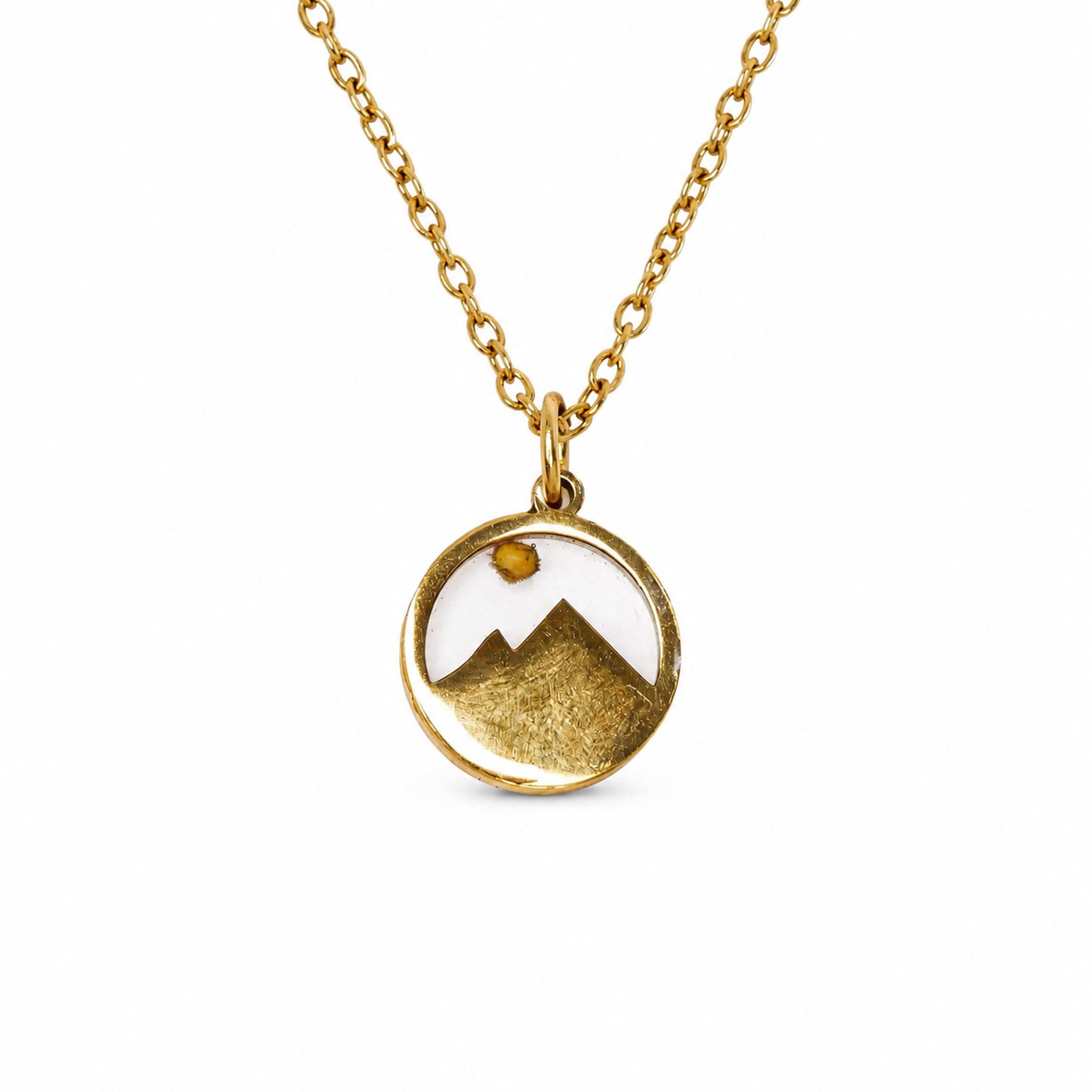 Collier Graine de Moutarde en acier inoxydable doré, pendentif rond avec symbole de foi - Bijoux Croix
