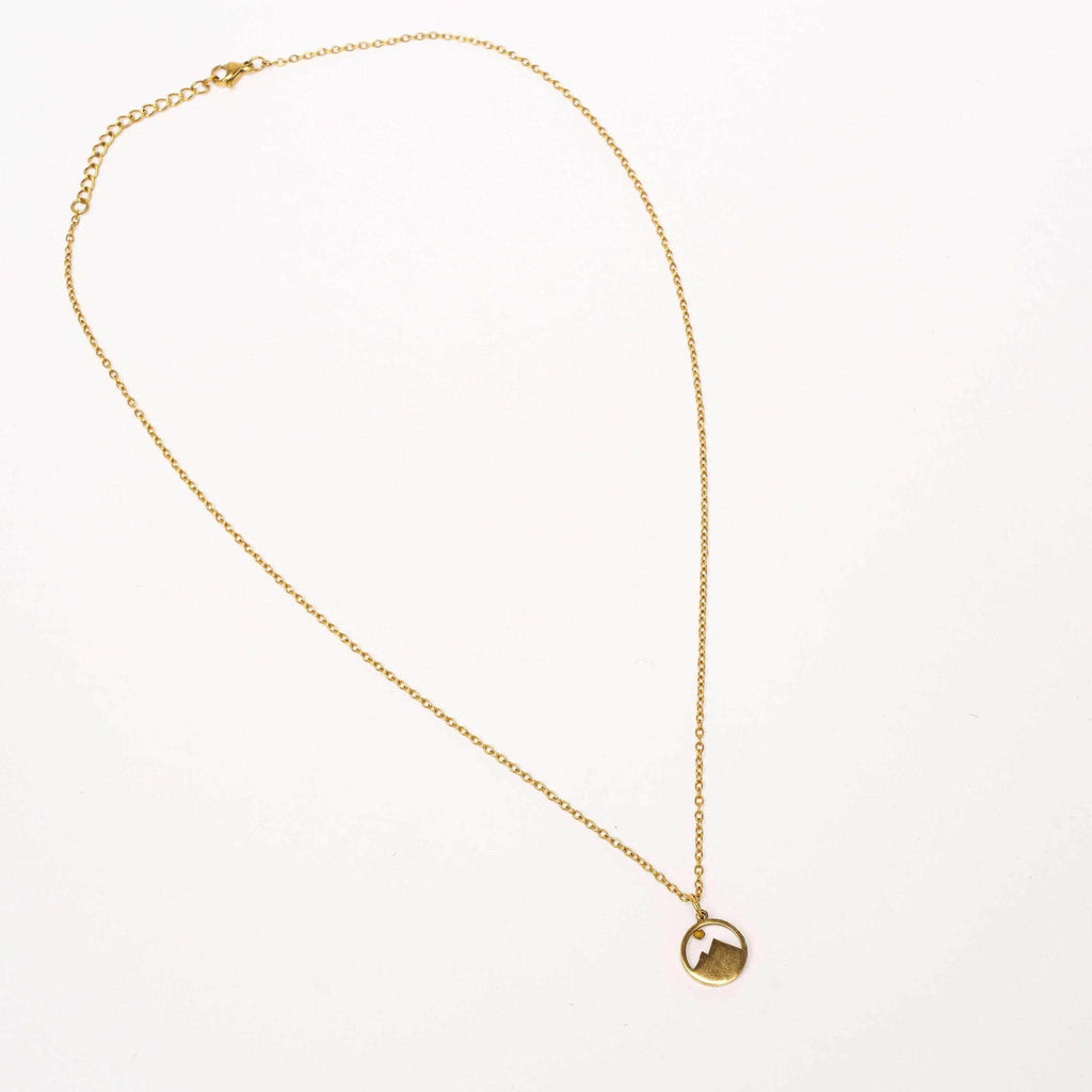 Collier Graine de Moutarde en acier inoxydable doré avec chaîne complète, vue entière 