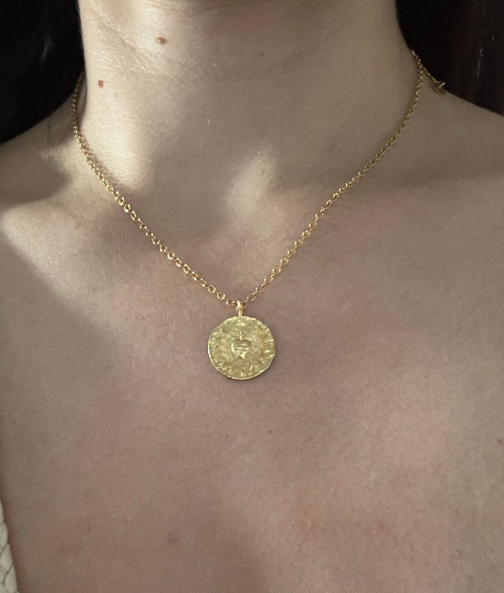 Collier Médaille Sacré-Cœur Rayonnant - Bijoux Croix