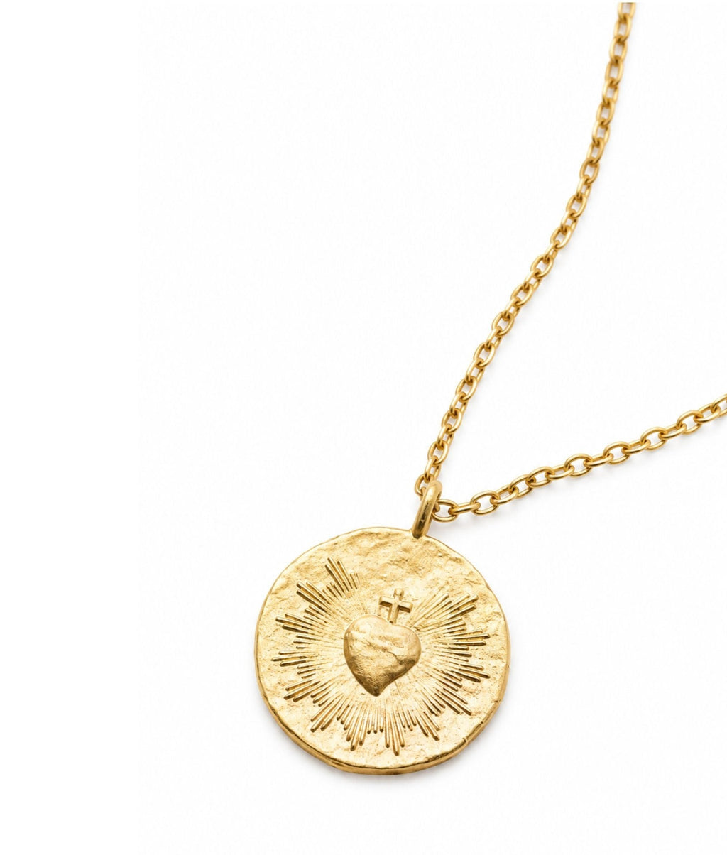 Collier Médaille Sacré-Cœur Rayonnant - Bijoux Croix