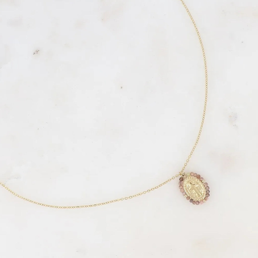 Collier Médaille Tourmaline - Acier inoxydable - Bijoux Croix