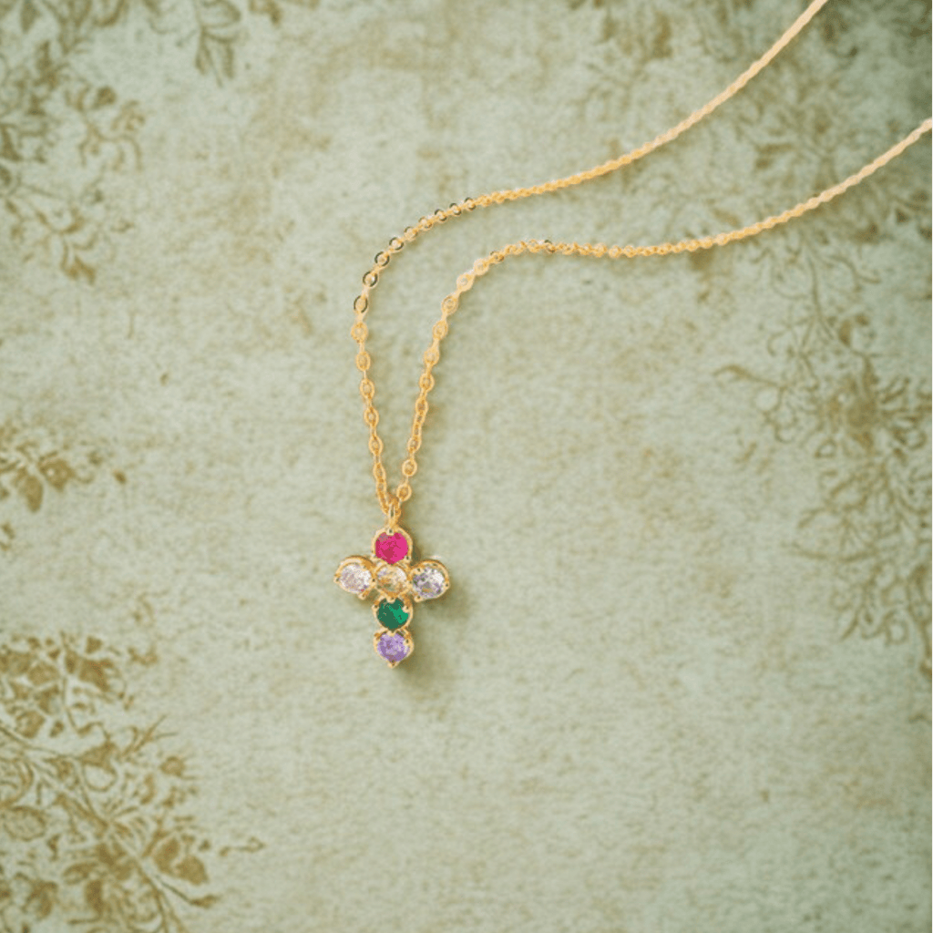Fond naturel Collier croix multicolore Joseph