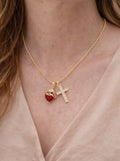 Collar Sacré - Corazón & Cruz Dorada - Bijoux Cruz