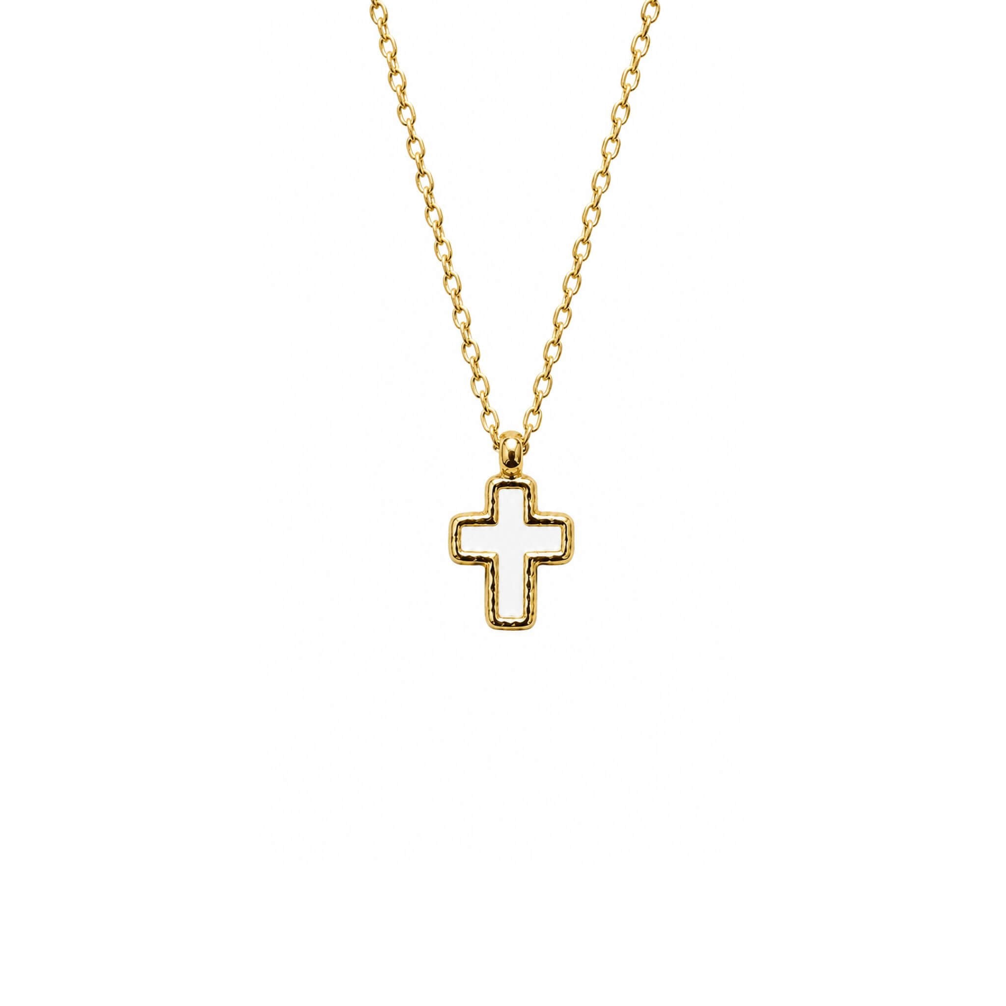 collier croix blance acier inoxydable