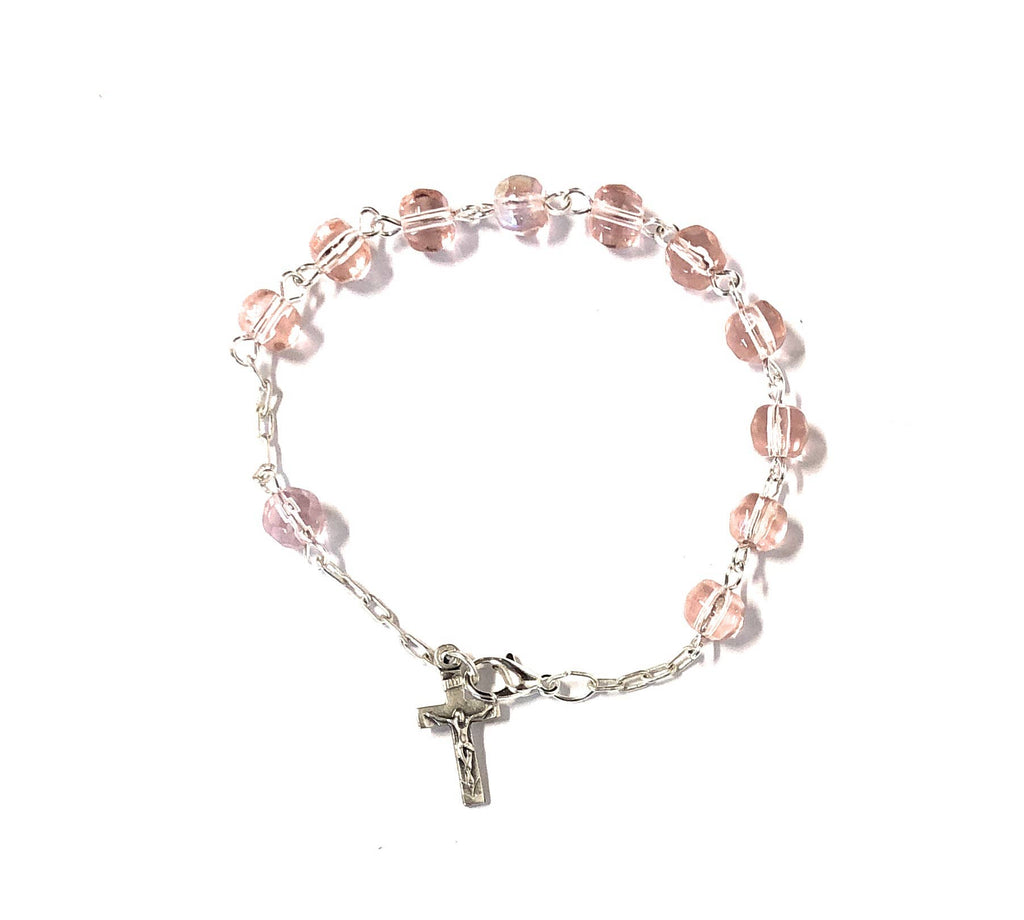 Bracelet Decade type cristal rose mm. 6 - Bijoux Croix 
