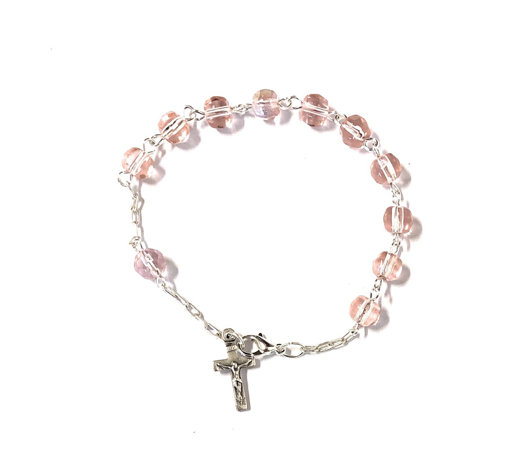 Bracelet Decade type cristal rose mm. 6 - Bijoux Croix 