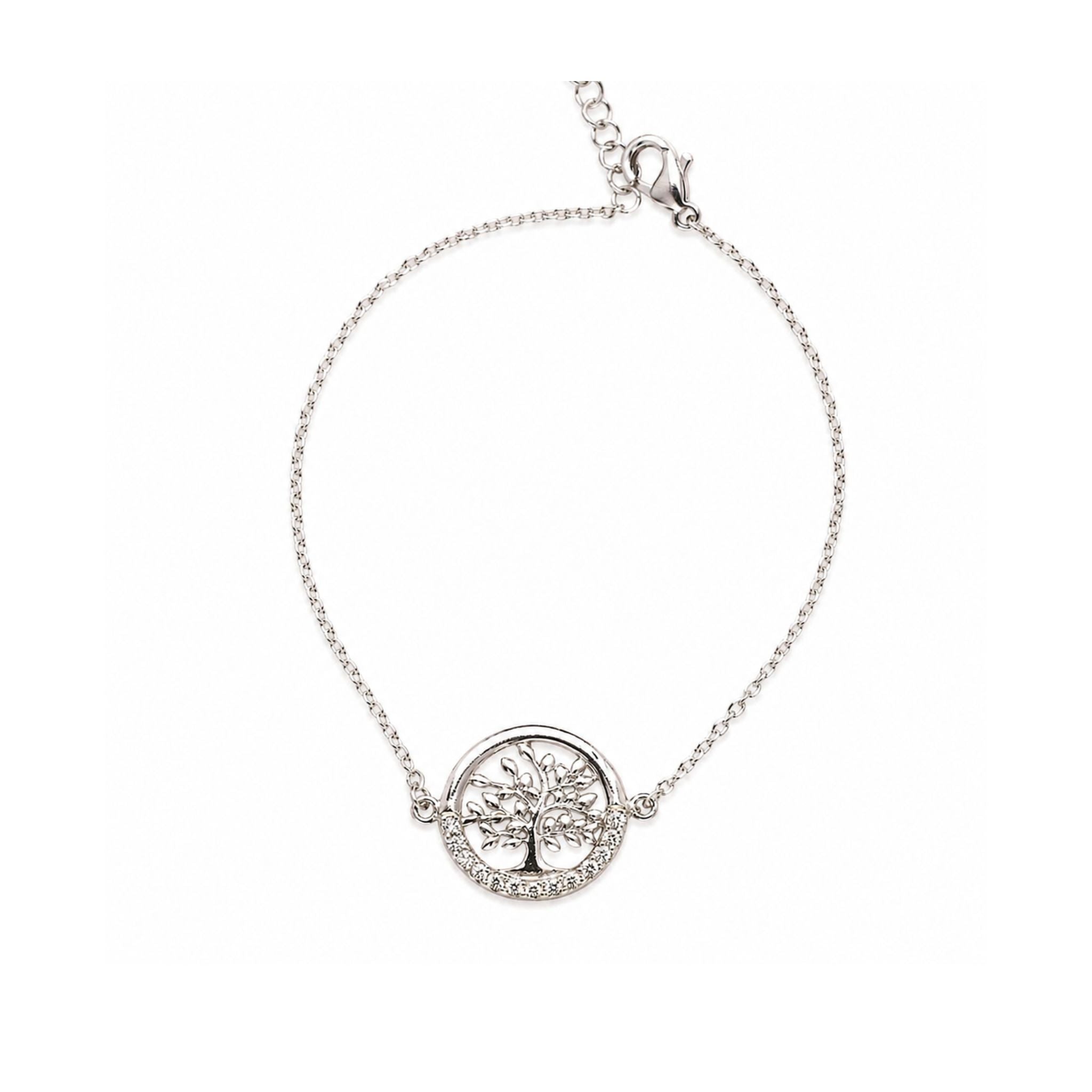 Gourmette arbre de vie en argent 925 rhodié