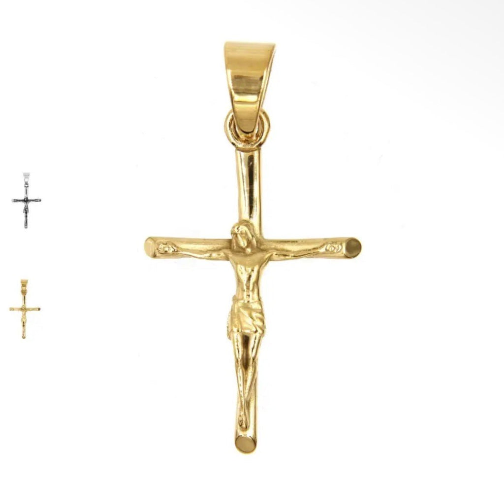 Pendentif Crucifix en acier inoxydable et  plaqué or - Vue principale