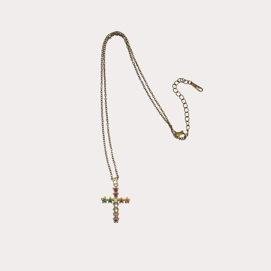 Pendentif Noémie Acier inoxydable et Zircons - Bijoux Croix