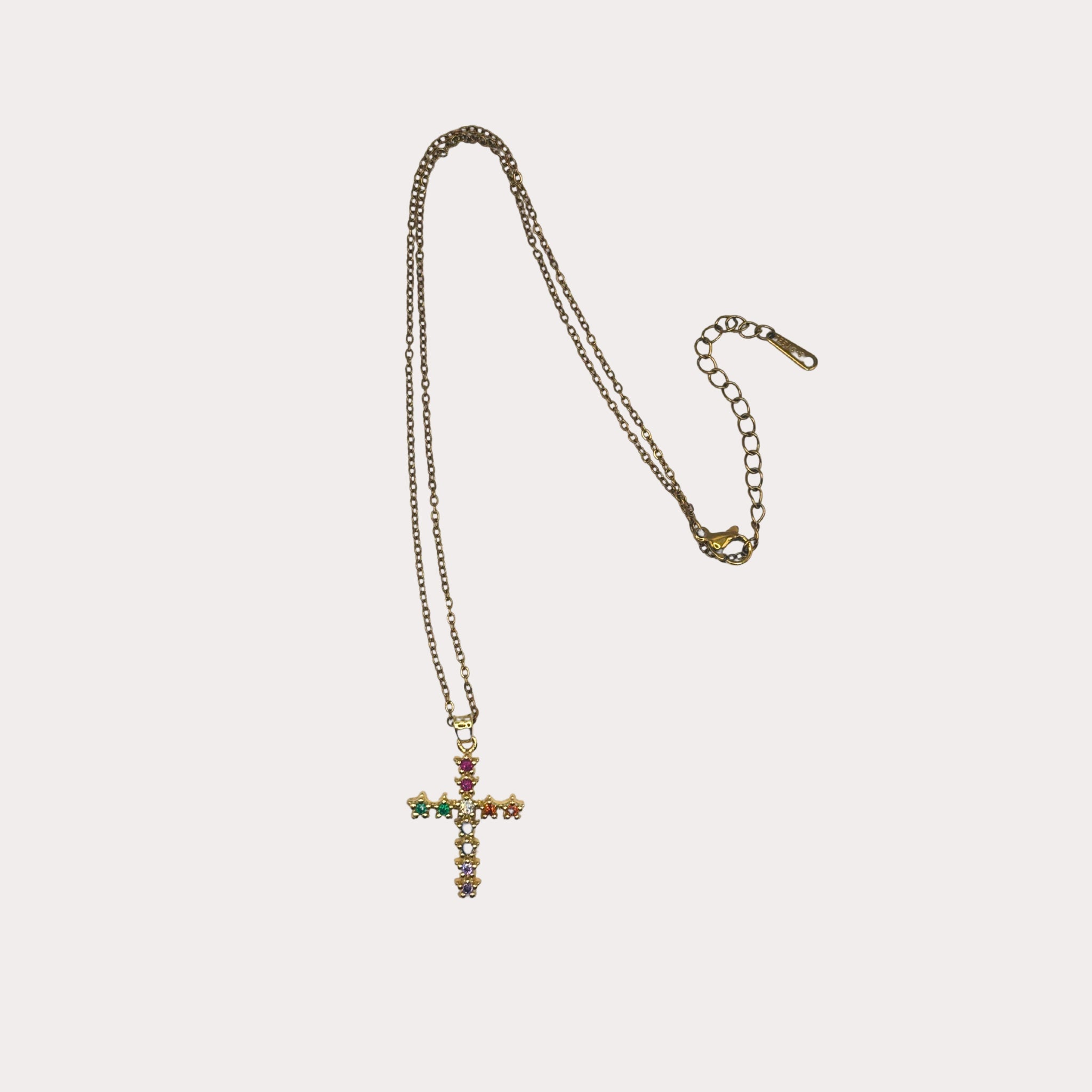 Pendentif Noémie Acier inoxydable et Zircons - Bijoux Croix