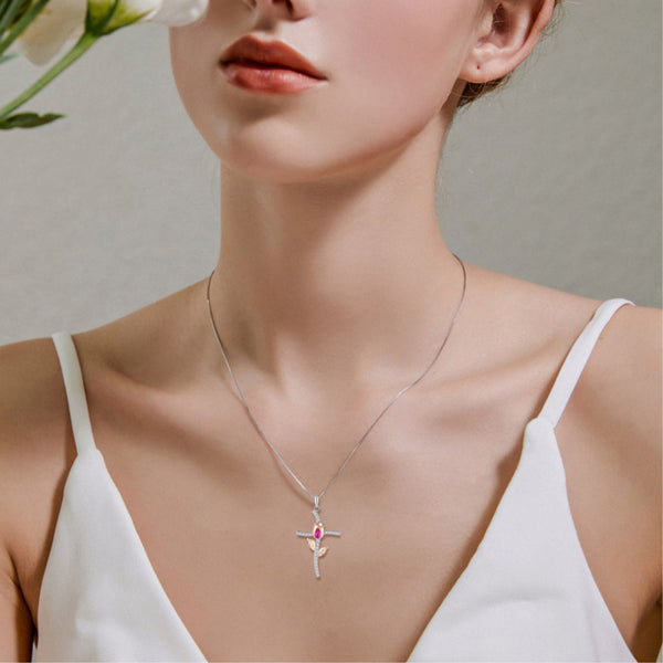 Collier Rose de Sharon – Argent 925 et Zircons - Vue secondaire