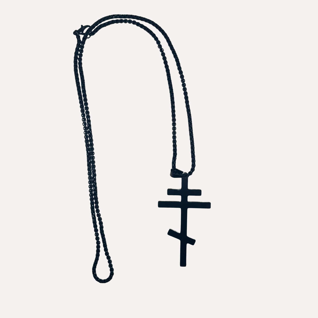 Vue d'ensemble Collier Orthodoxe en acier inoxydable noir