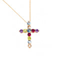 Collier Croix Rachel plaqué or multicolore