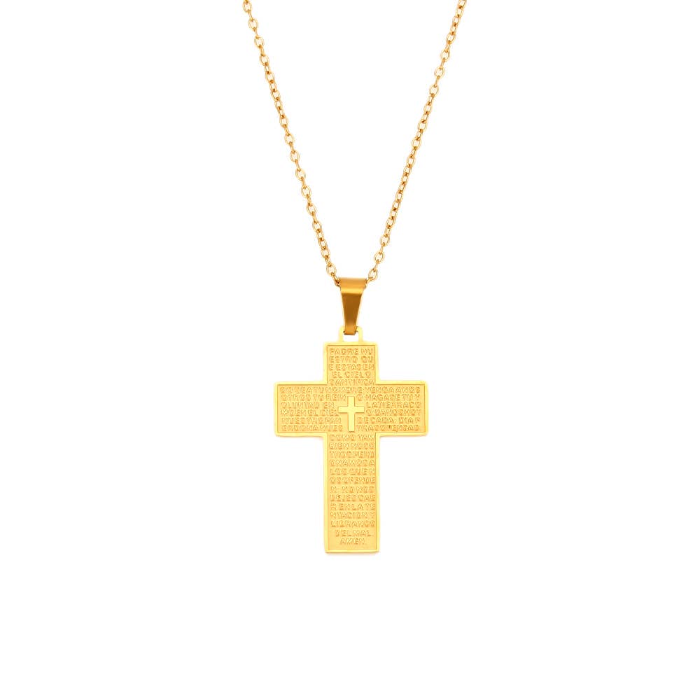 Collier Croix Texturée or – Acier Inoxydable 