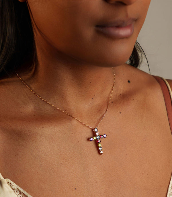Collier Rachel en Plaqué or et Oxydes de zirconium multicolores - Vue secondaire
