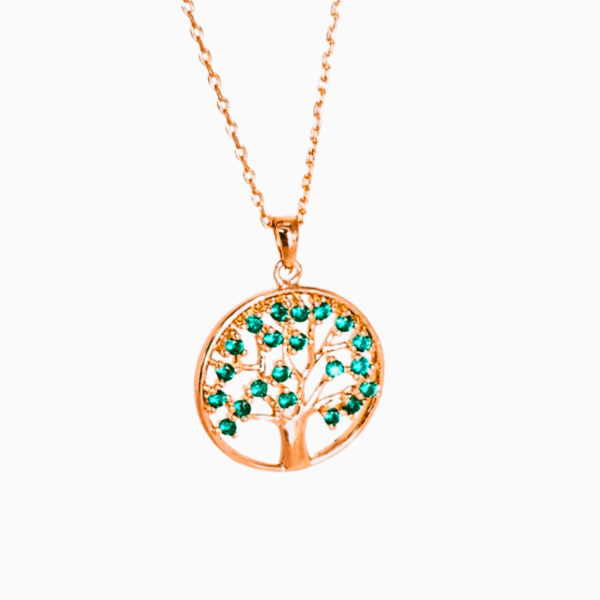 Pendentif Arbre de Vie en Plaqué Or et Oxydes de Zirconium - Vue secondaire